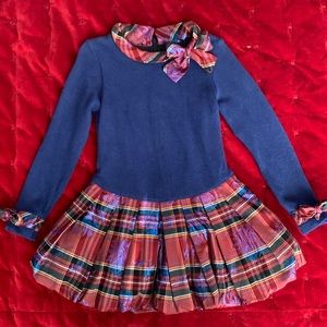Val Max girl blue plaid foil dress 6